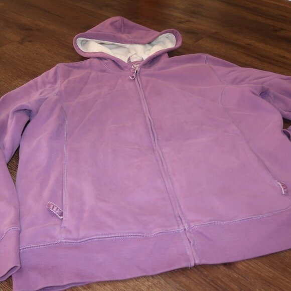 Womens LL Bean 1912 Purple Lavender Warm Thick Sherpa Fleece Hoodie Jacket sz XL - Picture 3 of 6